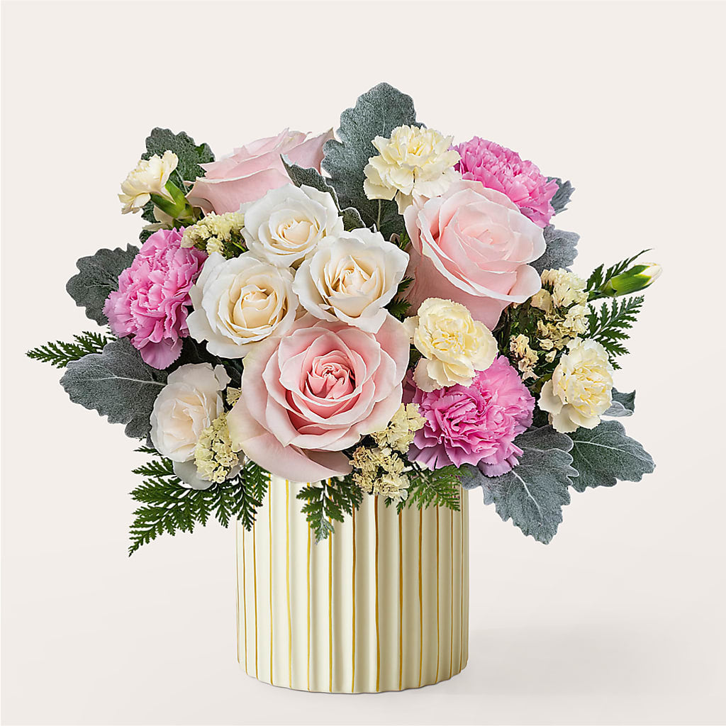 Blissful Moments Bouquet with Ivory Vase – Albertsons, Pleasanton CA