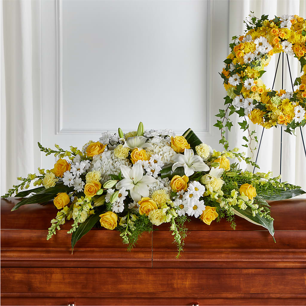Golden Harmony Casket Spray – Albertsons, Pleasanton CA