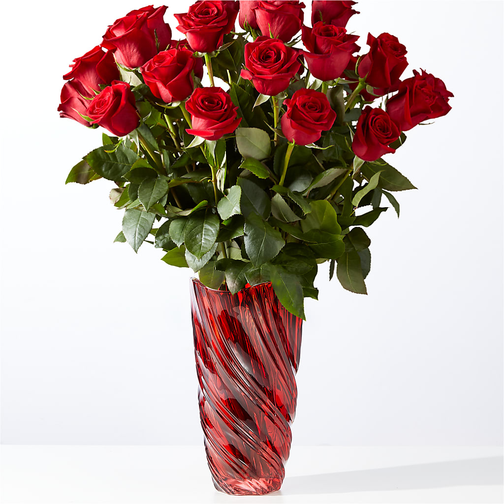 Classic Love Red Rose Bouquet with Luxe Swirl Vase – Albertsons, Pleasanton CA