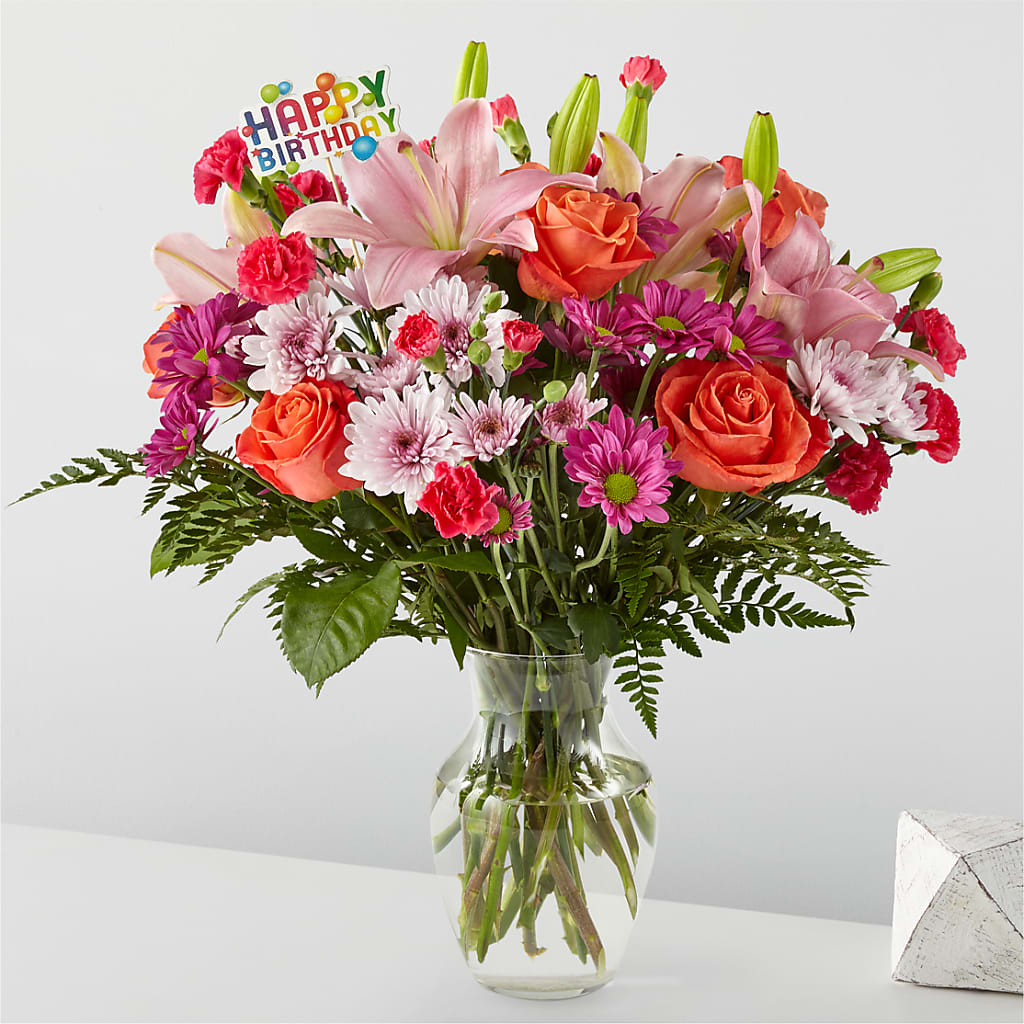 Light of My Life Bouquet & Happy Birthday Topper – Albertsons, Pleasanton CA