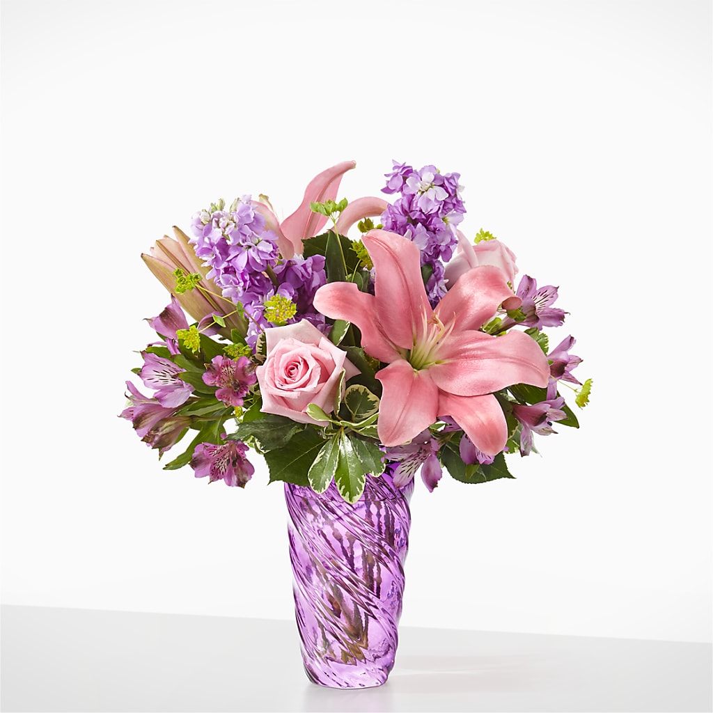 Precious Petals Bouquet with Luxe Swirl Vase – Albertsons, Pleasanton CA
