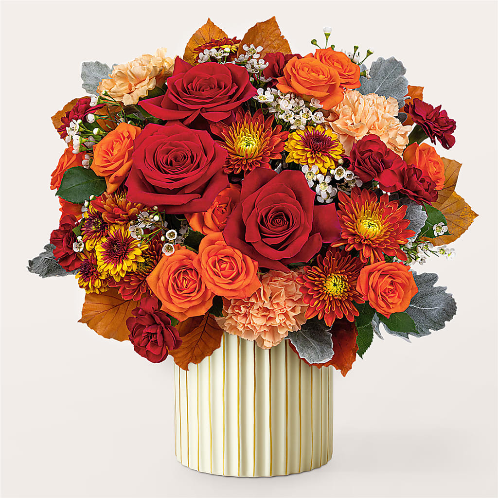 Merlot Bouquet with Ivory Vase –  Albertsons, Pleasanton CA